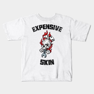 Expensive Skin Skull Dice Fire Tattoo Lover Kids T-Shirt